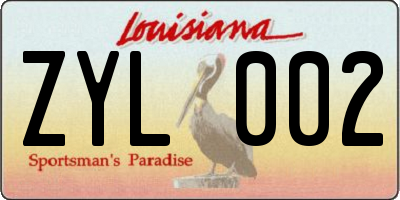 LA license plate ZYL002