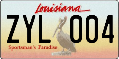 LA license plate ZYL004