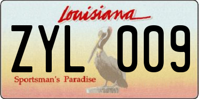 LA license plate ZYL009