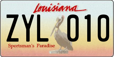 LA license plate ZYL010