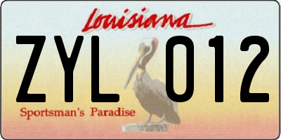 LA license plate ZYL012