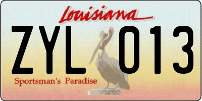 LA license plate ZYL013