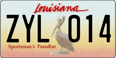 LA license plate ZYL014