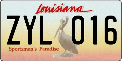 LA license plate ZYL016
