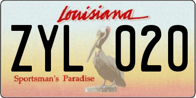 LA license plate ZYL020