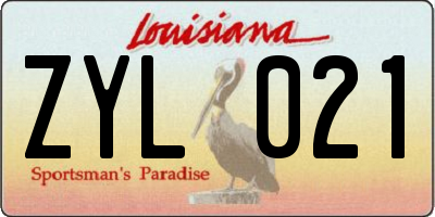 LA license plate ZYL021