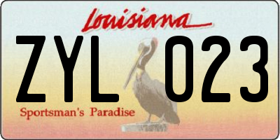 LA license plate ZYL023