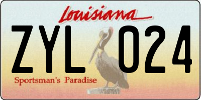 LA license plate ZYL024