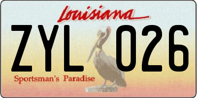 LA license plate ZYL026