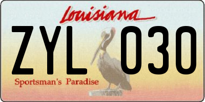 LA license plate ZYL030