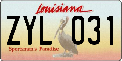 LA license plate ZYL031