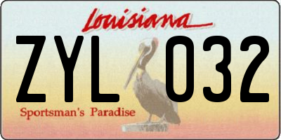 LA license plate ZYL032