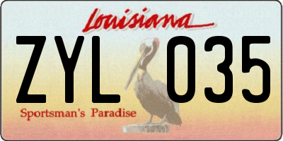 LA license plate ZYL035