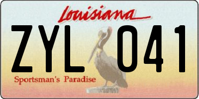 LA license plate ZYL041