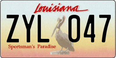 LA license plate ZYL047