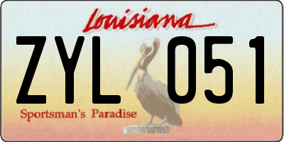 LA license plate ZYL051