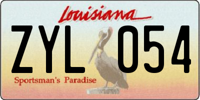 LA license plate ZYL054