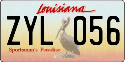 LA license plate ZYL056