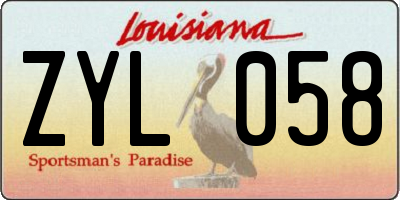 LA license plate ZYL058