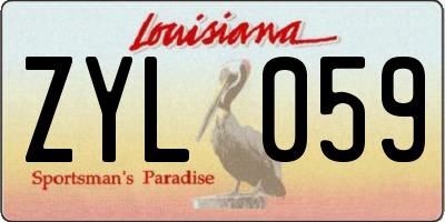 LA license plate ZYL059