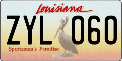 LA license plate ZYL060