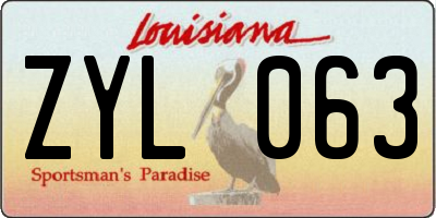 LA license plate ZYL063