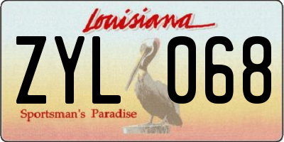 LA license plate ZYL068