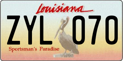 LA license plate ZYL070