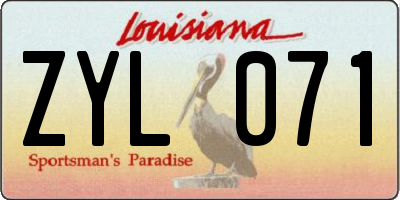 LA license plate ZYL071