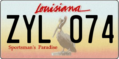 LA license plate ZYL074