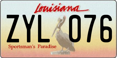 LA license plate ZYL076