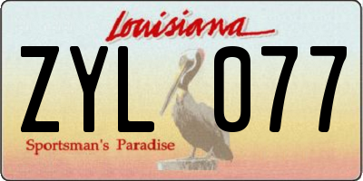 LA license plate ZYL077