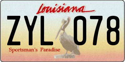 LA license plate ZYL078