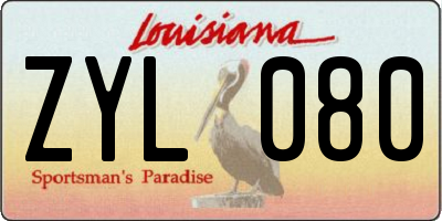 LA license plate ZYL080