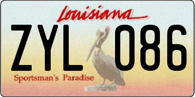 LA license plate ZYL086