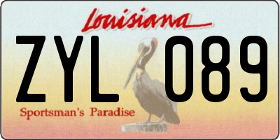 LA license plate ZYL089