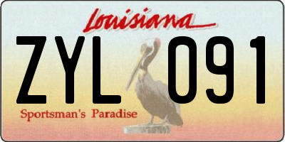 LA license plate ZYL091