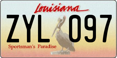 LA license plate ZYL097