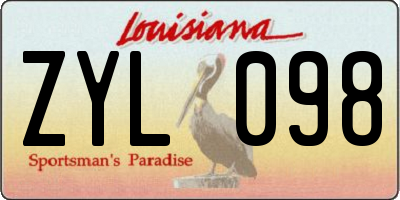 LA license plate ZYL098