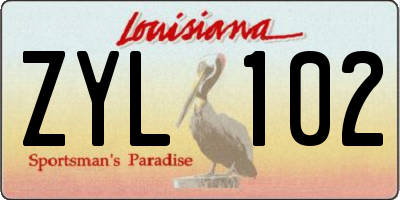 LA license plate ZYL102