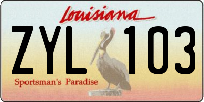 LA license plate ZYL103