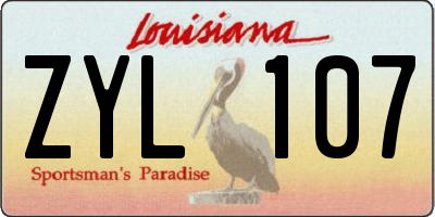 LA license plate ZYL107