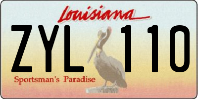 LA license plate ZYL110