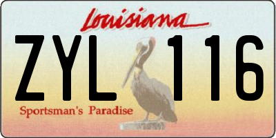 LA license plate ZYL116