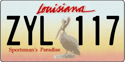 LA license plate ZYL117