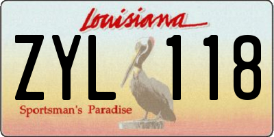 LA license plate ZYL118