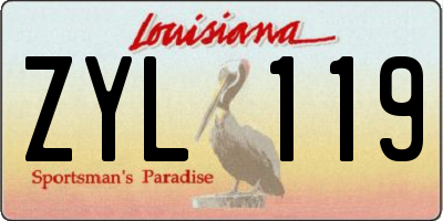 LA license plate ZYL119