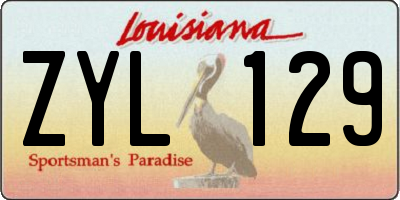 LA license plate ZYL129