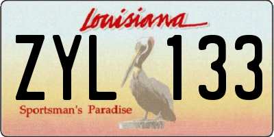 LA license plate ZYL133