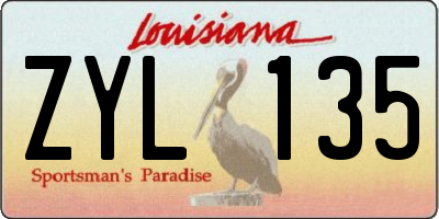 LA license plate ZYL135